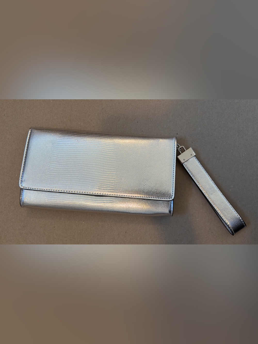 Aldo Metallic Silver Wristlet Clutch